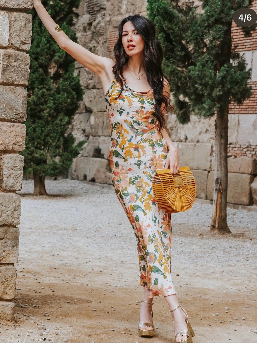 Floral satin dress - made in Barcelona